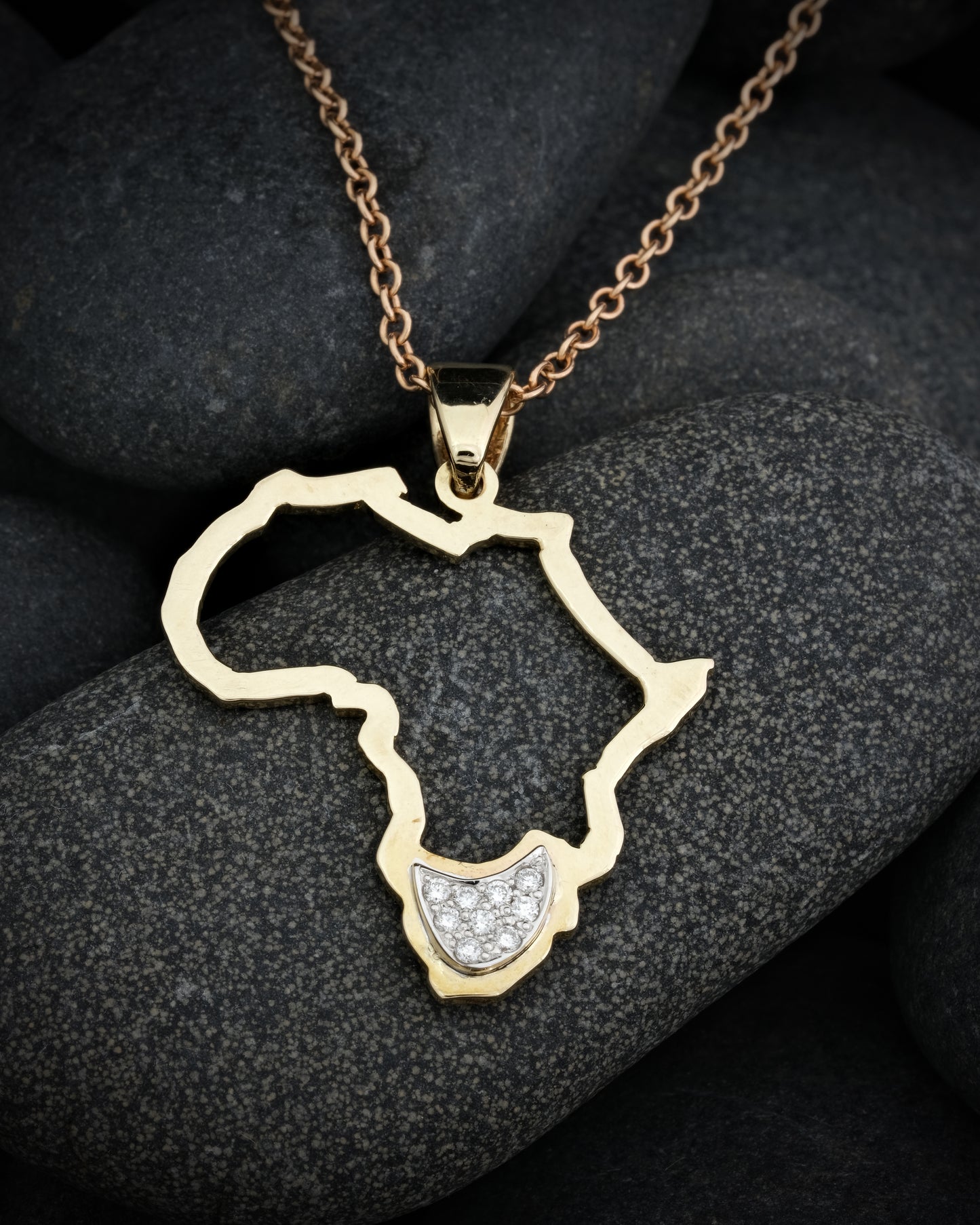 Gold and Diamond Africa Pendant