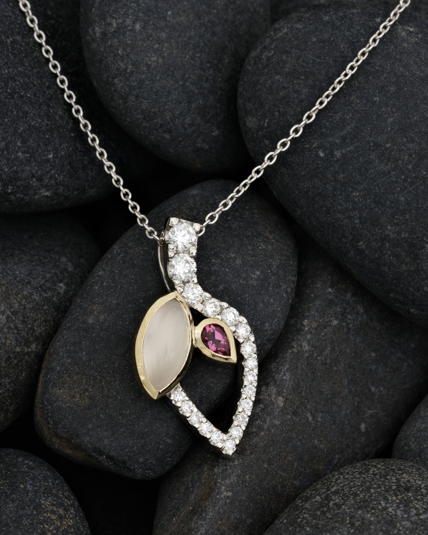 Moonstone and Pink Tourmaline Pendant