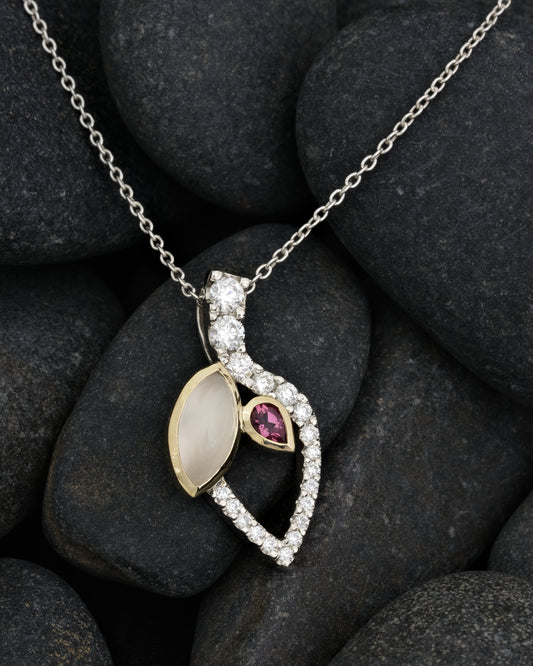 Moonstone and Pink Tourmaline Pendant