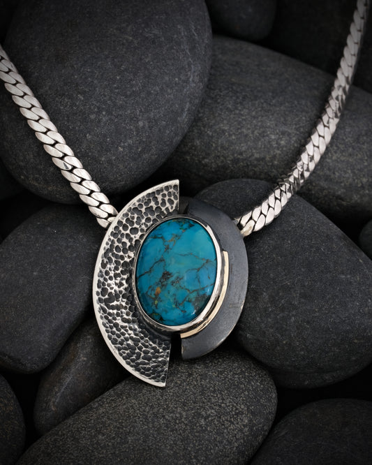 Turquoise Gold and Silver Neckpiece