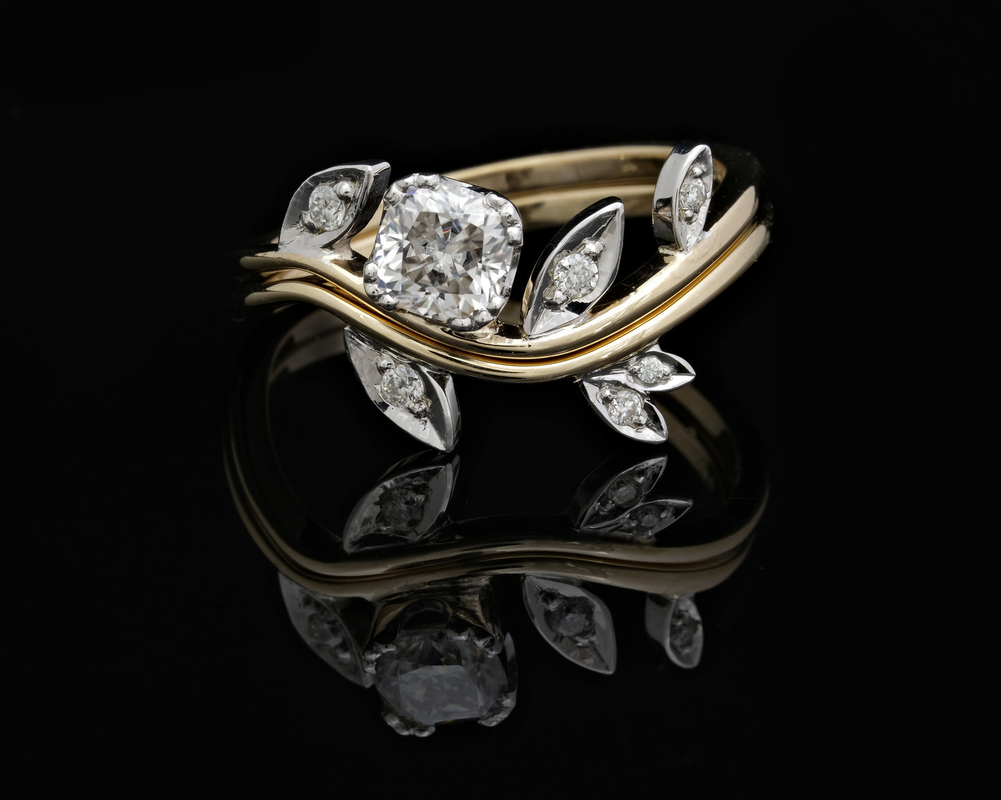 Moissanite and Gold Wedding Ring Set