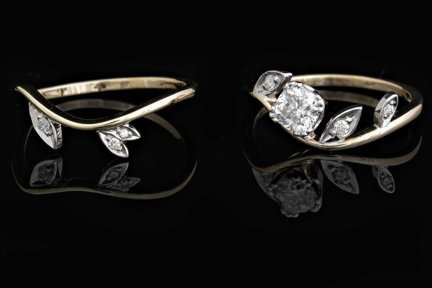 Moissanite and Gold Wedding Ring Set