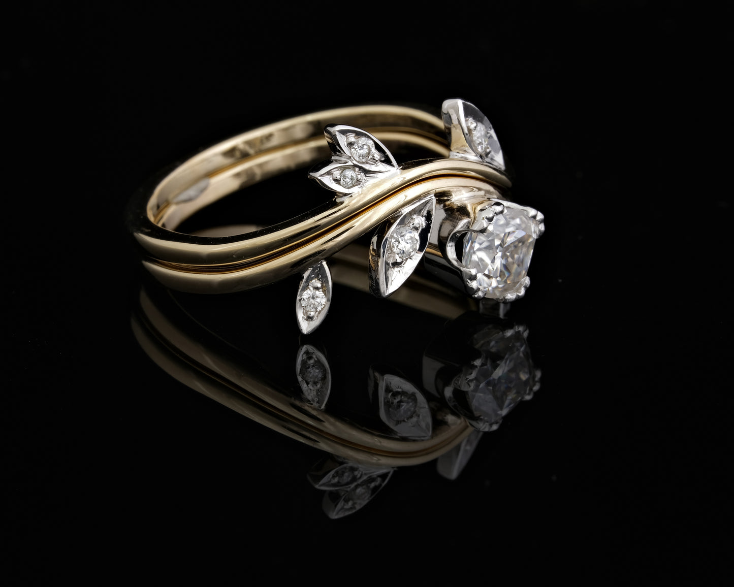 Moissanite and Gold Wedding Ring Set