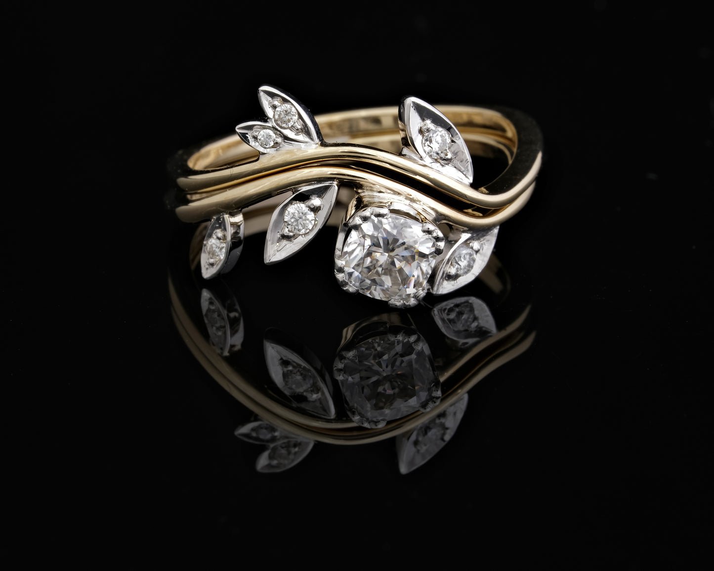 Moissanite and Gold Wedding Ring Set