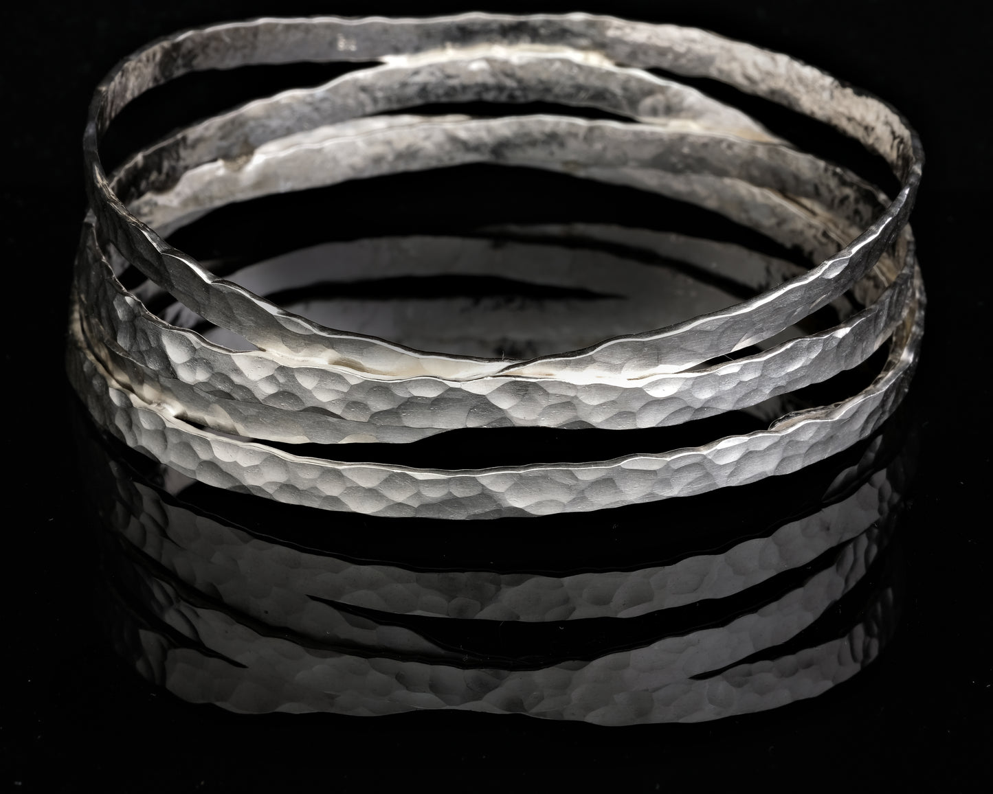 Hammer Forged Silver Bangle