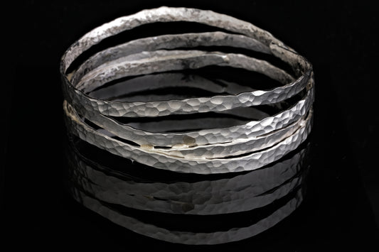 Hammer Forged Silver Bangle