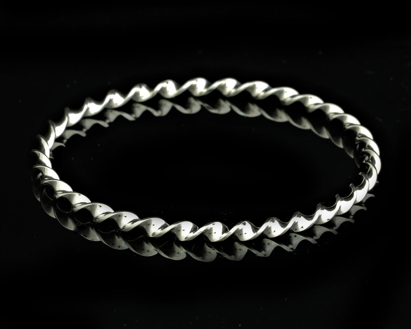 Silver Flat Twisted Bangle