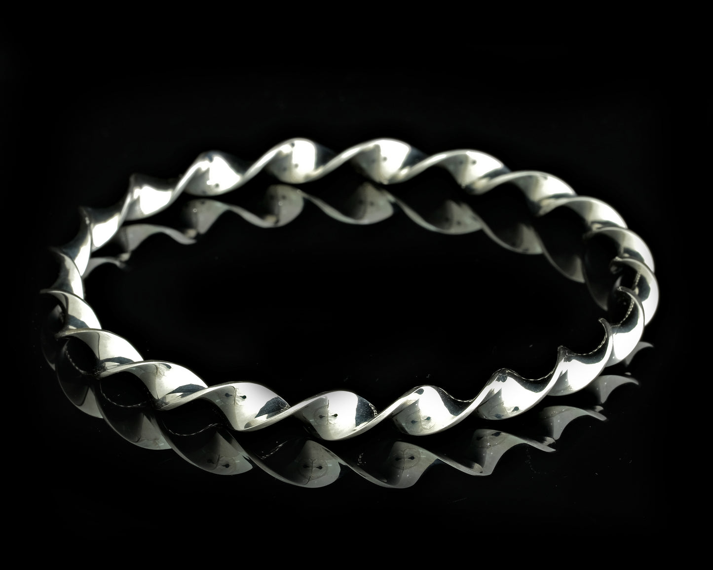 Silver Flat Twisted Bangle
