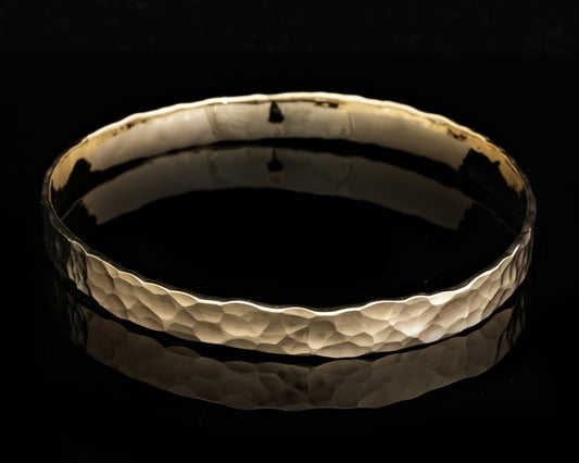 Gold Hammer Forged Bangle
