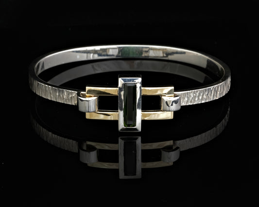 Green Tourmaline Tension Bangle