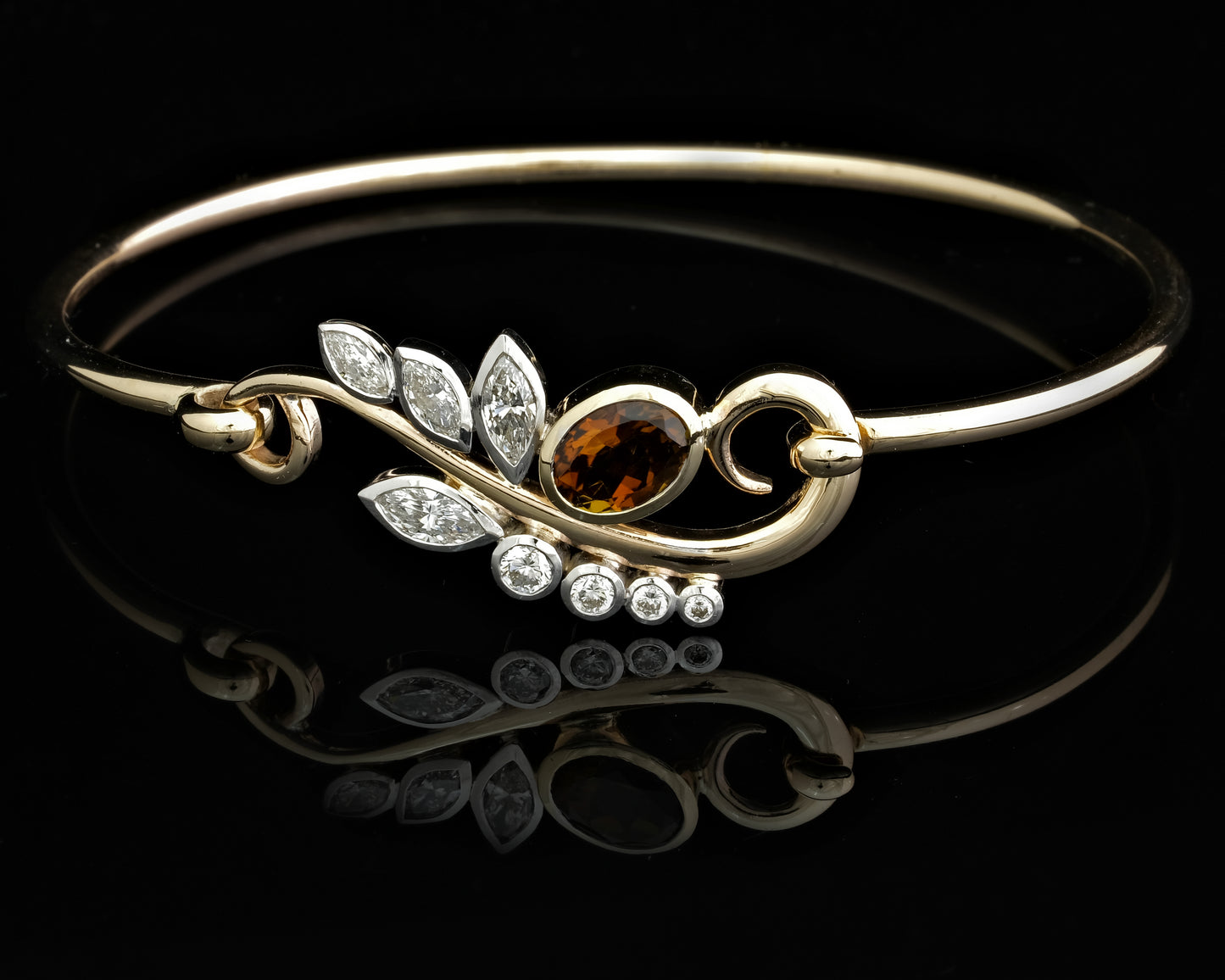 Tourmaline, Diamond and Gold Bangle