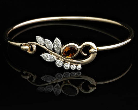 Tourmaline, Diamond and Gold Bangle