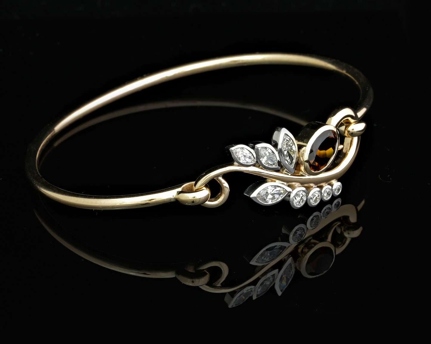Tourmaline, Diamond and Gold Bangle