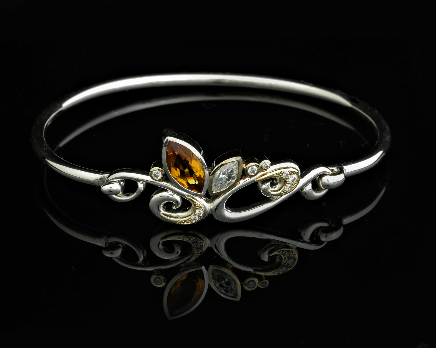 Citrine and Moissanite Tension Bangle