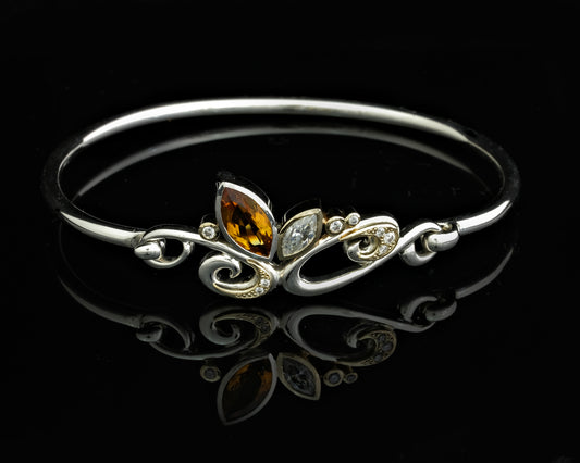 Citrine and Moissanite Tension Bangle