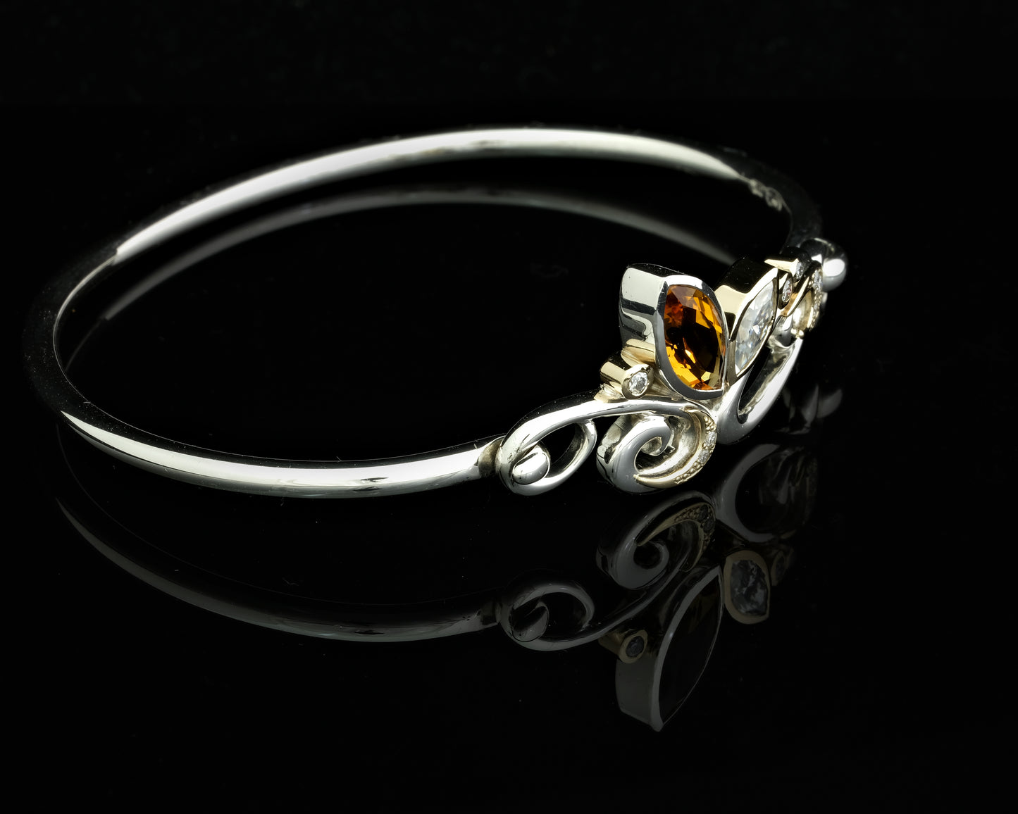 Citrine and Moissanite Tension Bangle