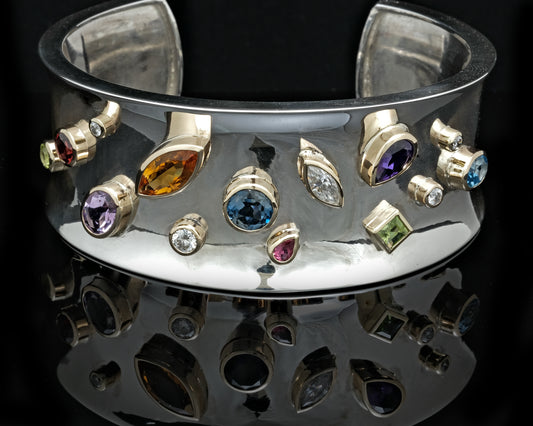 Coloured Stone Cuff Bangle
