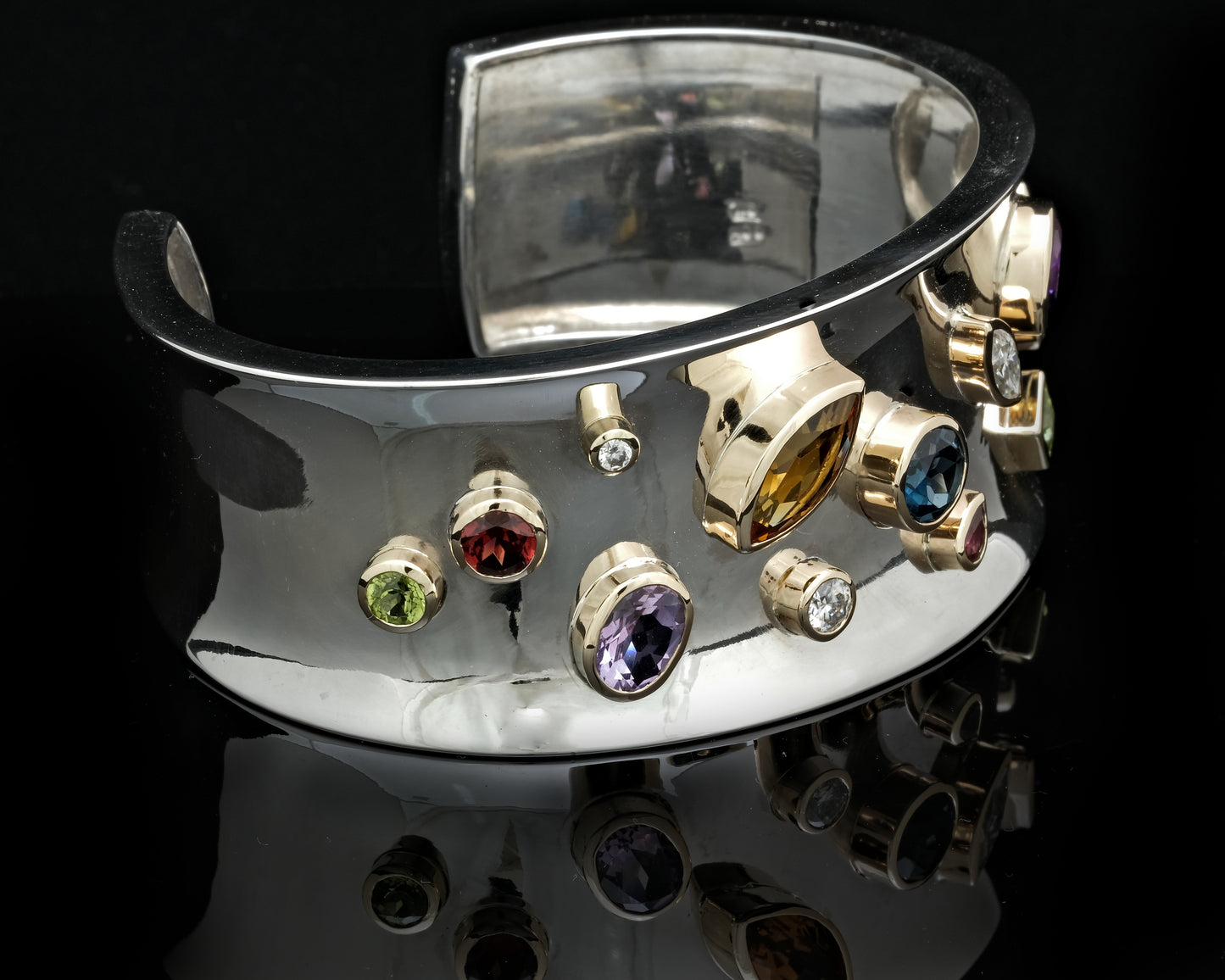 Coloured Stone Cuff Bangle