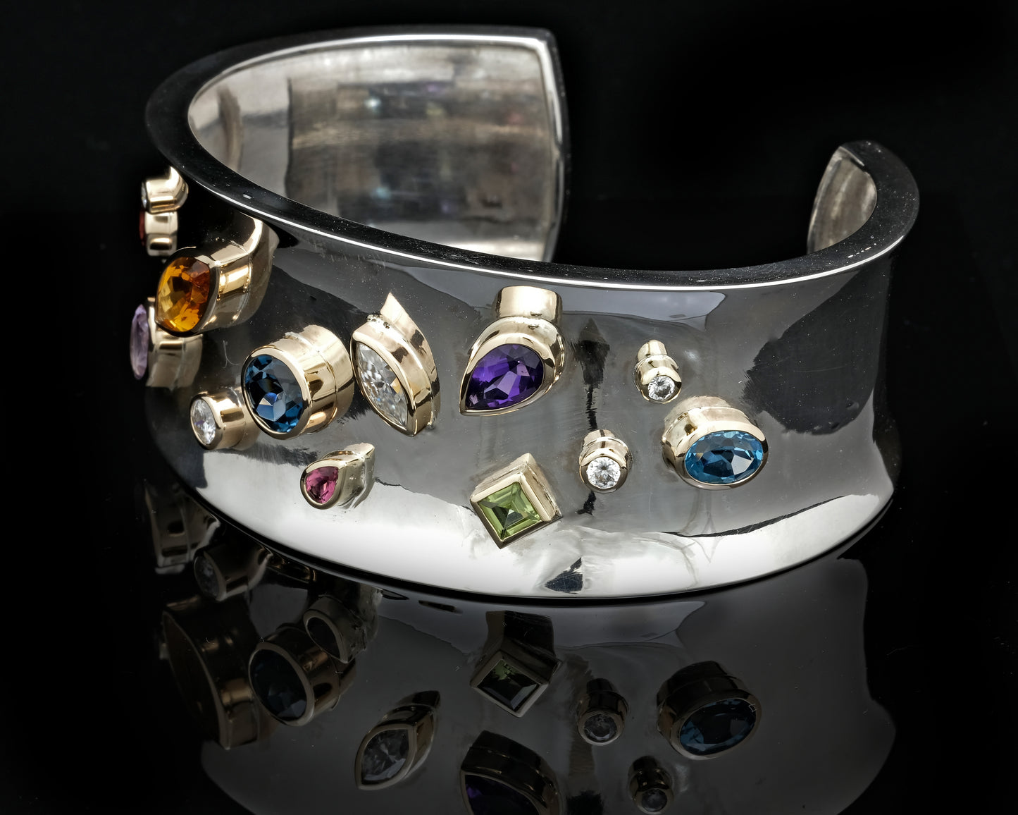 Coloured Stone Cuff Bangle