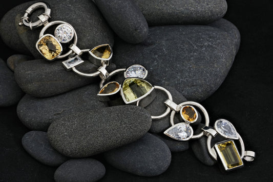 Silver Bracelet with Large Stones