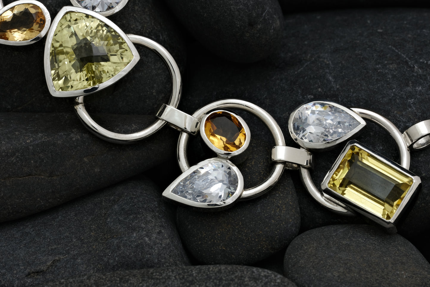 Silver Bracelet with Large Stones