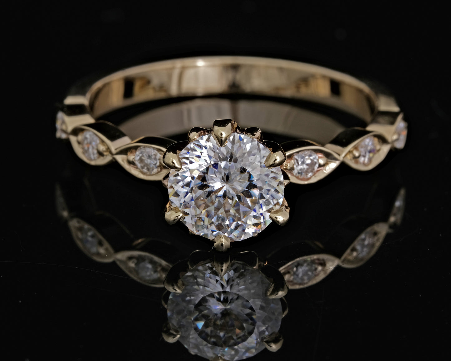 Portuguese Cut Moissanite Ring