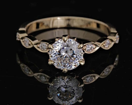 Portuguese Cut Moissanite Ring