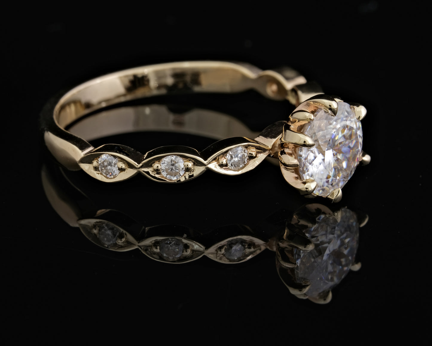 Portuguese Cut Moissanite Ring