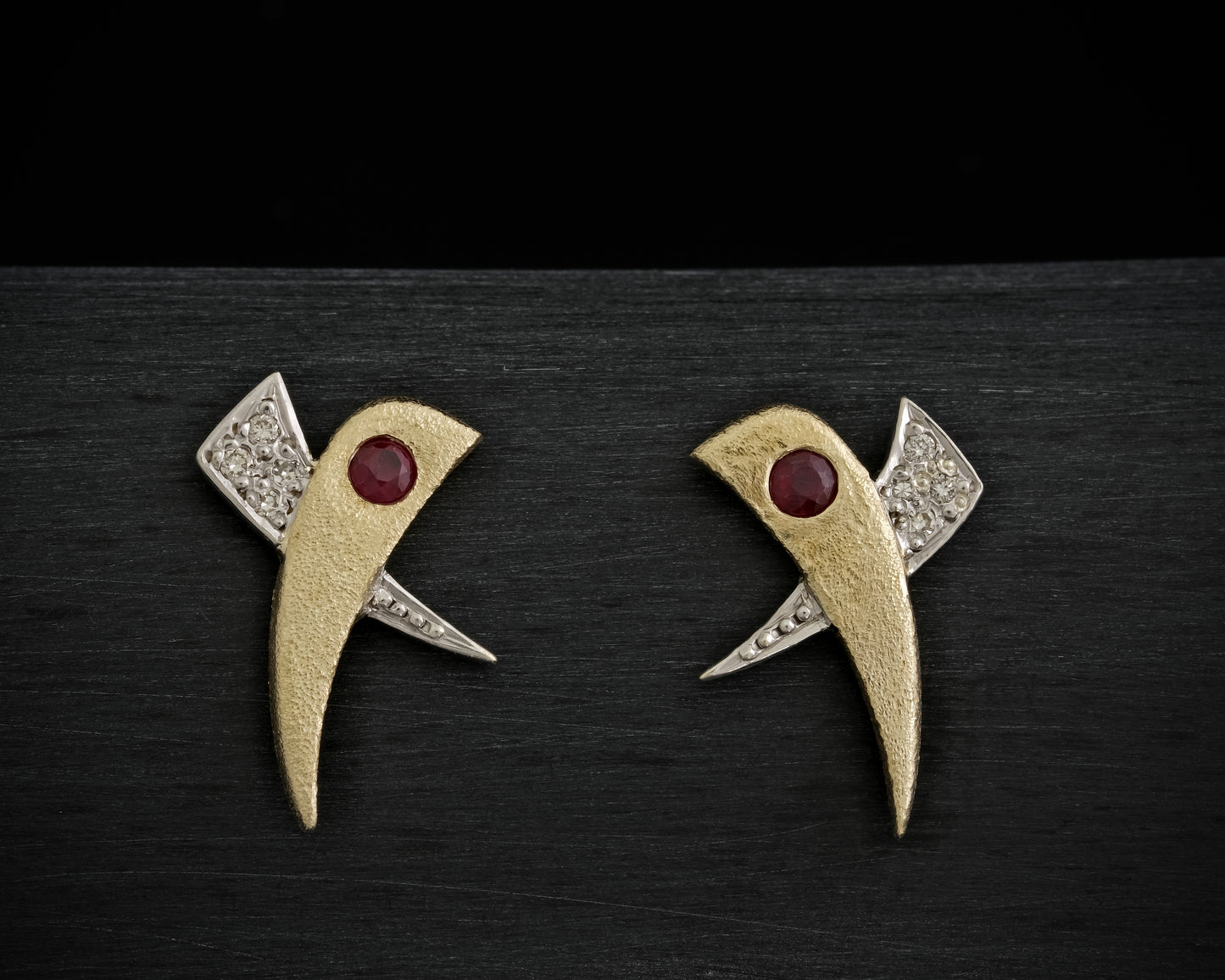 9ct Gold Ruby and Diamond Ear Studs