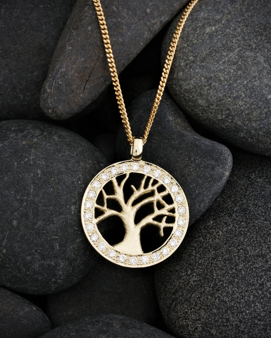 Gold Tree of Life Pendant with Lab Grown Diamonds