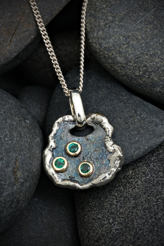 Silver and Emerald Birthstone Pendant