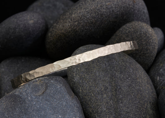 Hammer Forged Silver Bangle 4mm