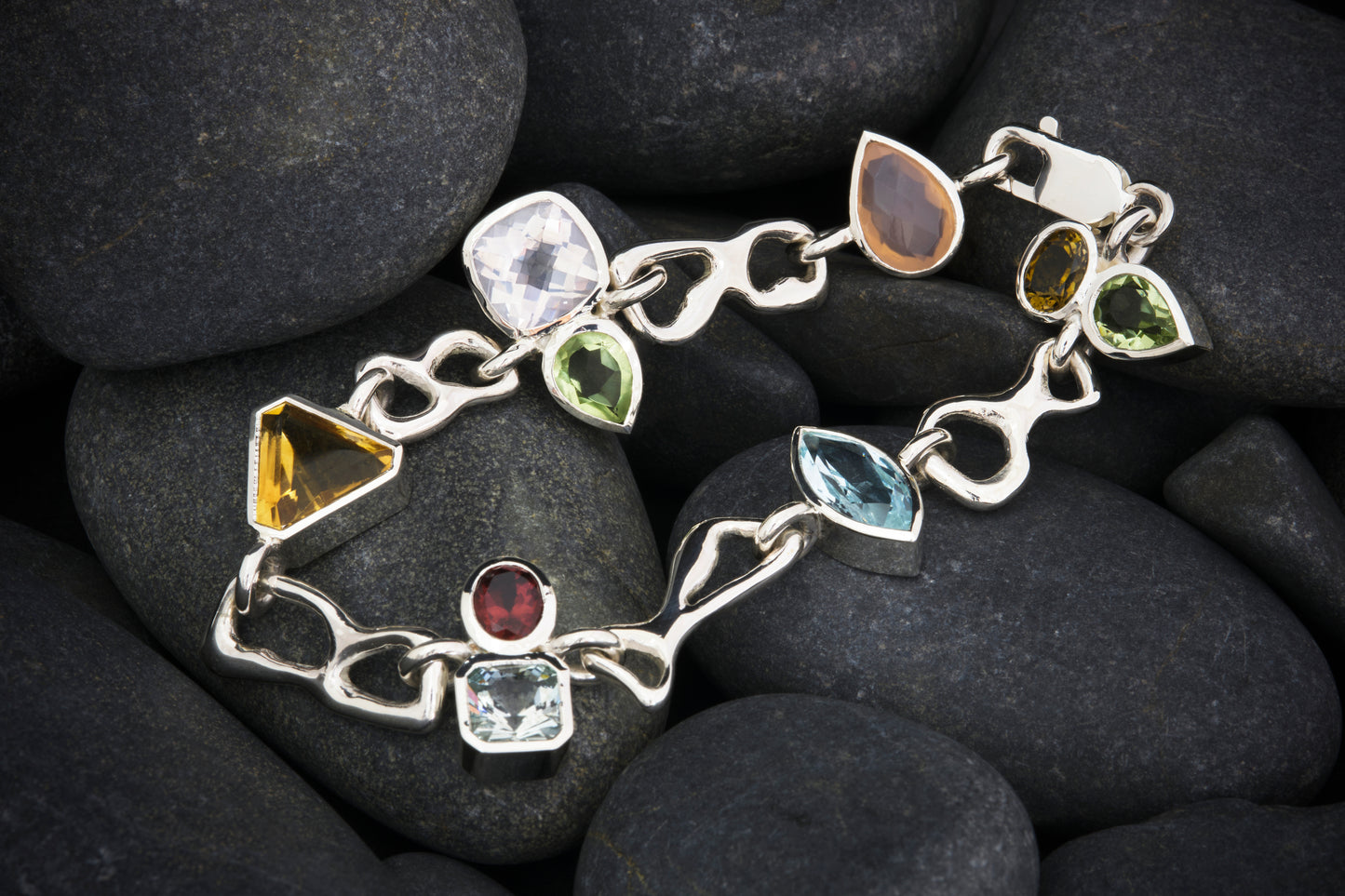 Silver and Coloured Stone Bracelet