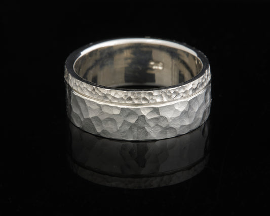 Silver Grooved and Textured Band