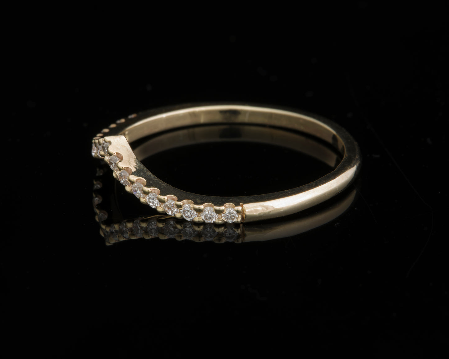 9ct Yellow Gold Wishbone Half Eternity Ring