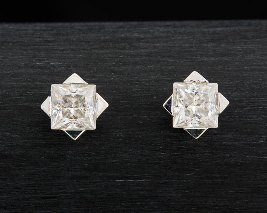 9ct White Gold and Moissanite studs
