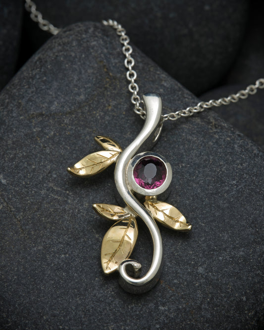 Silver, 9ct and Rhodolite Garnet Birthstone Pendant