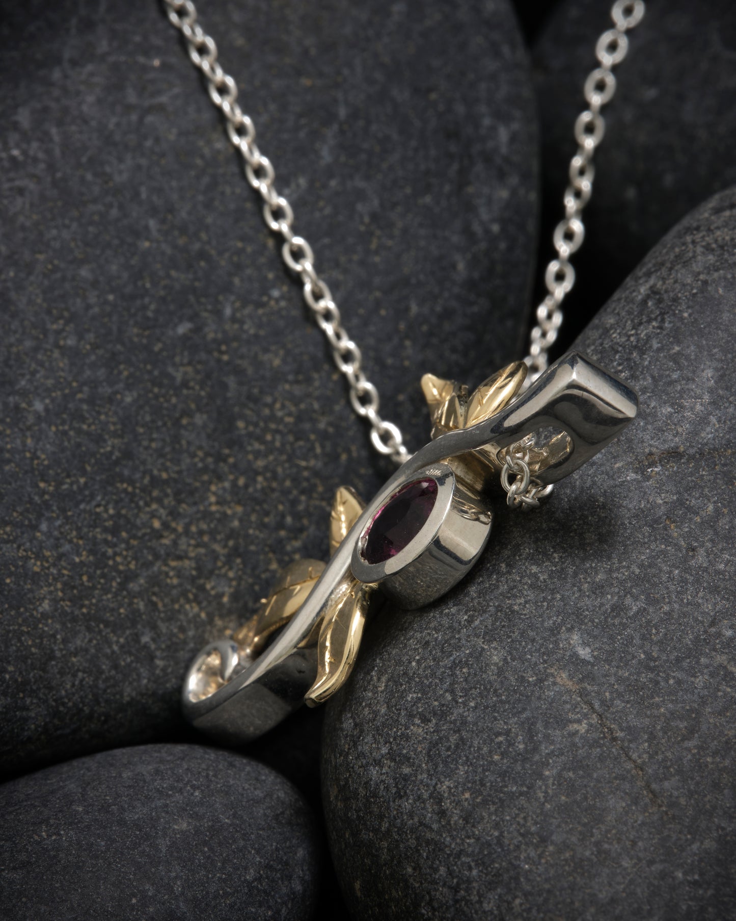 Silver, 9ct and Rhodolite Garnet Birthstone Pendant
