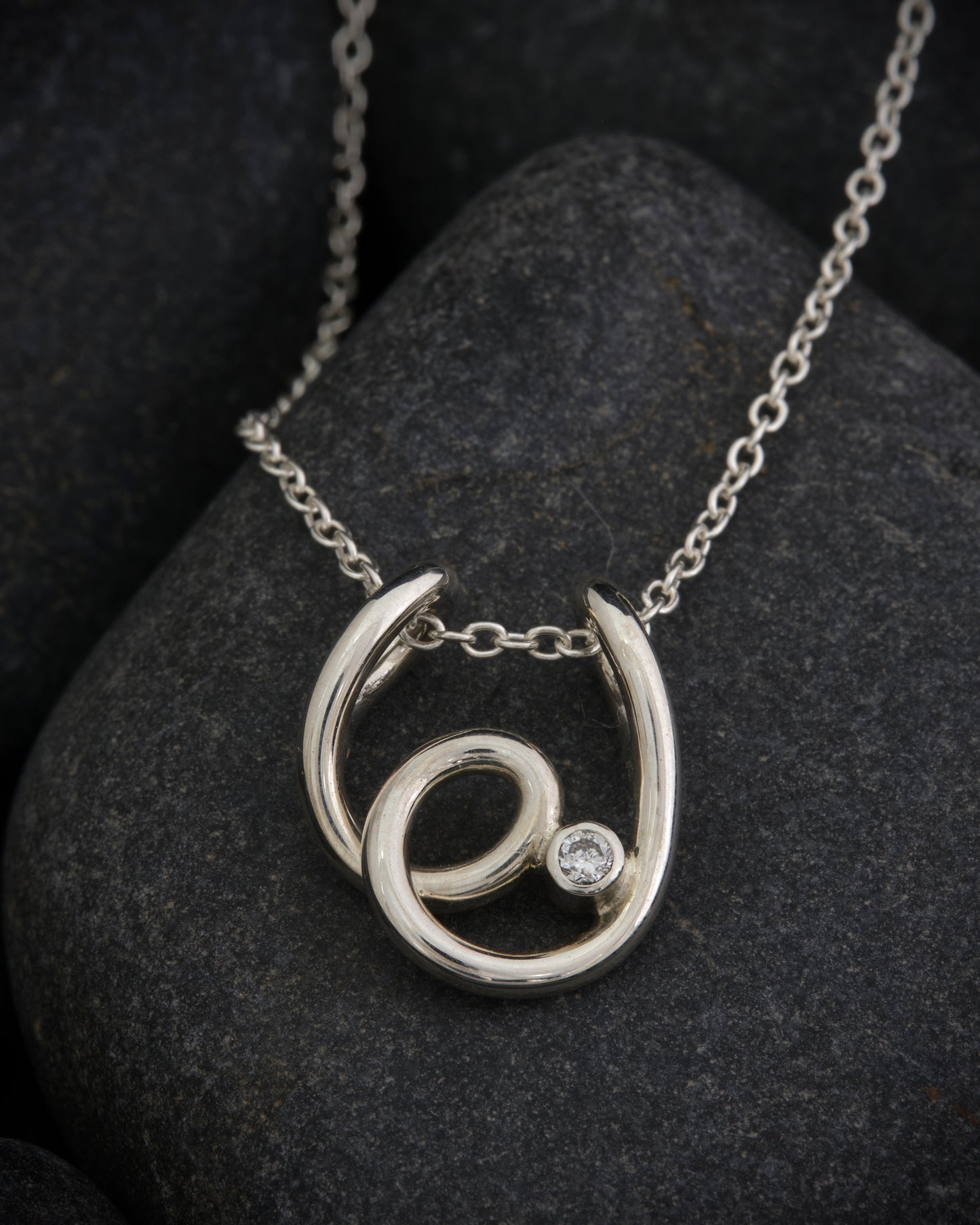 Silver and Diamond Birthstone Pendant