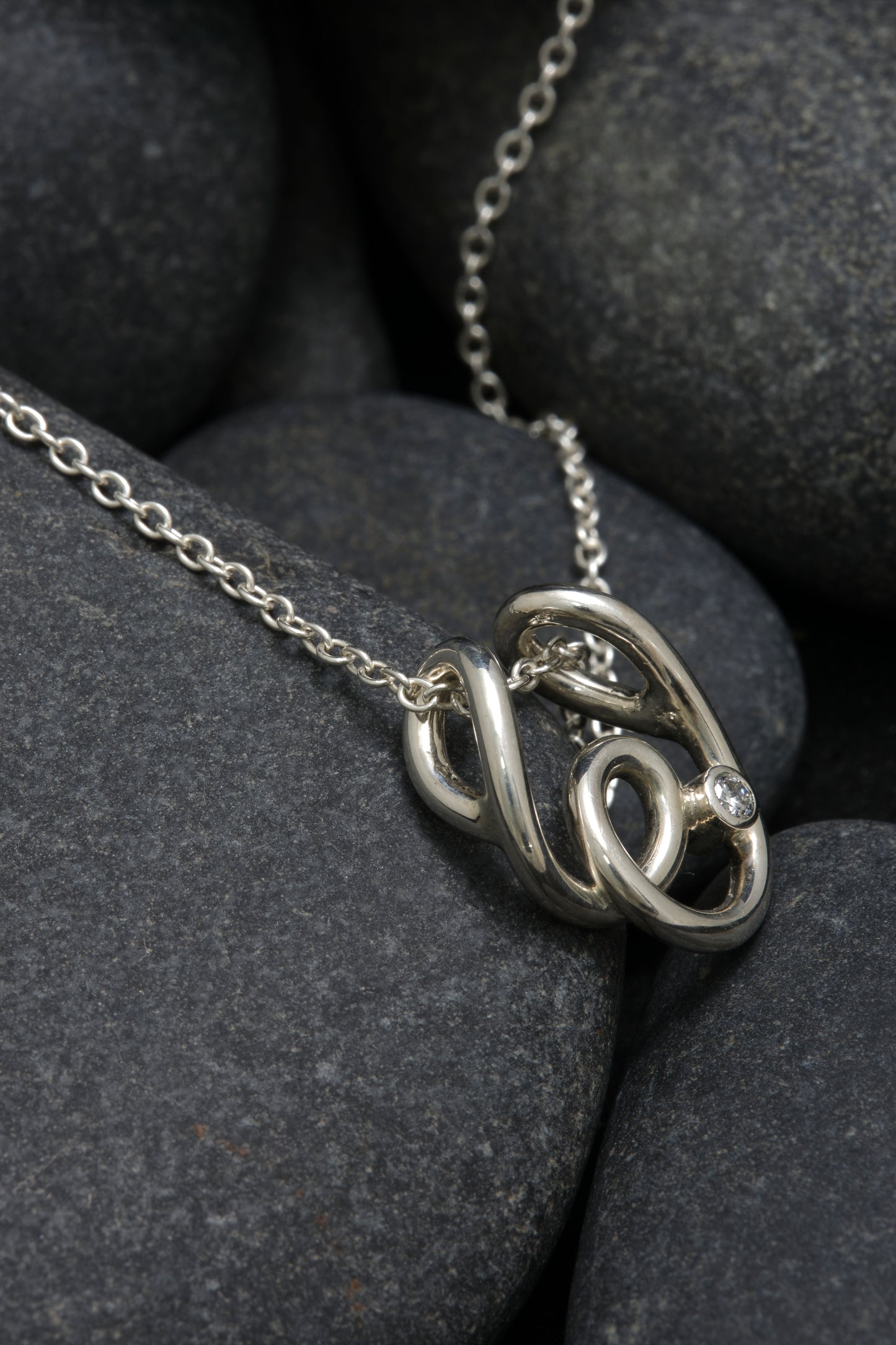 Silver and Diamond Birthstone Pendant