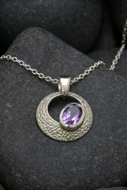 Silver and Amethyst Birthstone Pendant