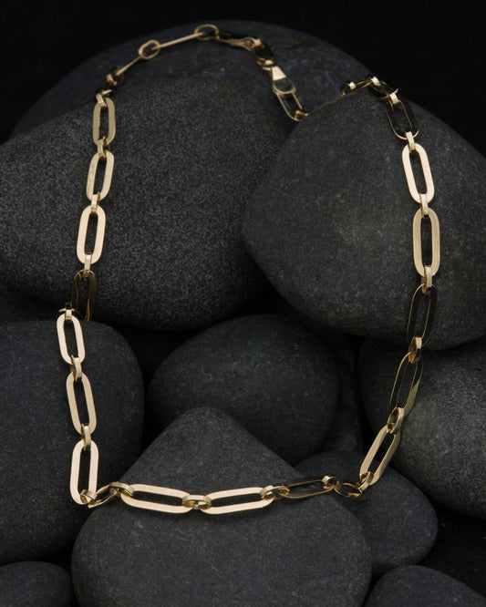 9ct Yellow Gold Flat Paperclip Chain.